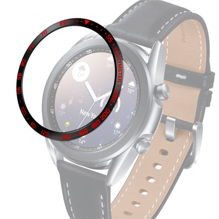 For Samsung Galaxy Watch 3 41mm Smart Watch Steel Bezel Ring, E Version(Black Ring Red Letter)-garmade.com