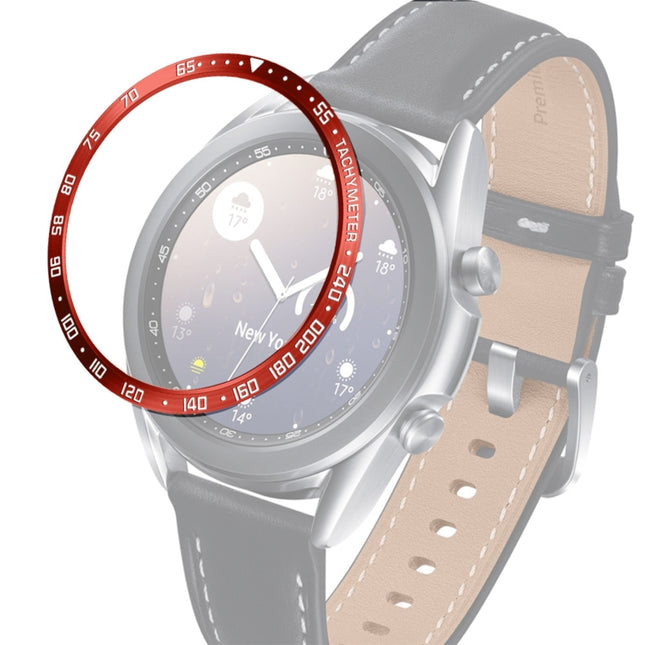 For Samsung Galaxy Watch 3 41mm Smart Watch Steel Bezel Ring, E Version(Red Ring White Letter)-garmade.com