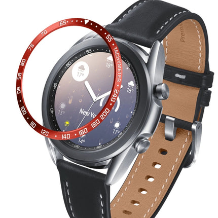 For Samsung Galaxy Watch 3 41mm Smart Watch Steel Bezel Ring, E Version(Red Ring White Letter)-garmade.com