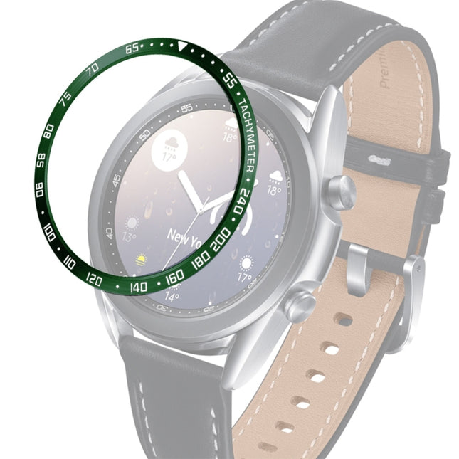 For Samsung Galaxy Watch 3 41mm Smart Watch Steel Bezel Ring, E Version(Army Green White Letter)-garmade.com