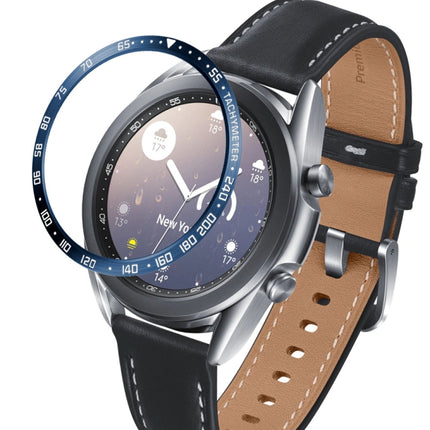 For Samsung Galaxy Watch 3 41mm Smart Watch Steel Bezel Ring, E Version(Blue Ring White Letter)-garmade.com