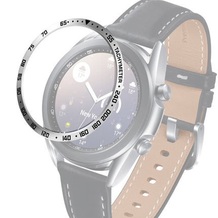 For Samsung Galaxy Watch 3 41mm Smart Watch Steel Bezel Ring, E Version(Silver Ring Black Letter)-garmade.com
