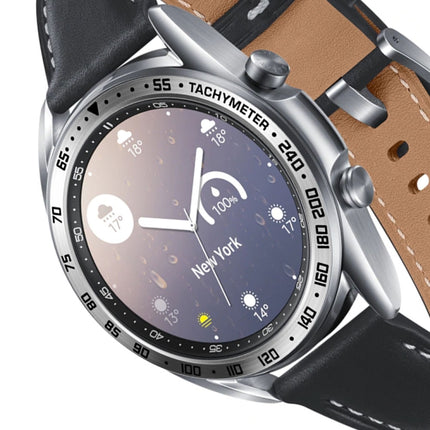For Samsung Galaxy Watch 3 41mm Smart Watch Steel Bezel Ring, E Version(Silver Ring Black Letter)-garmade.com