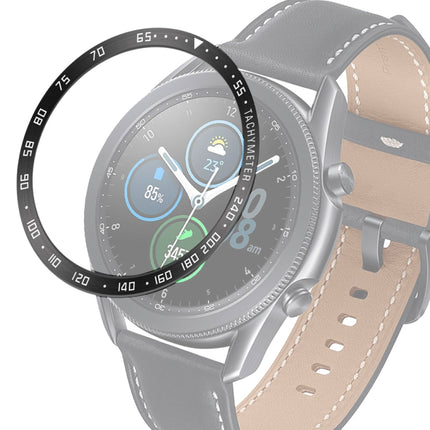 For Samsung Galaxy Watch 3 45mm Smart Watch Steel Bezel Ring, E Version(Black Ring White Letter)-garmade.com