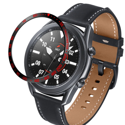For Samsung Galaxy Watch 3 45mm Smart Watch Steel Bezel Ring, E Version(Black Ring Red Letter)-garmade.com