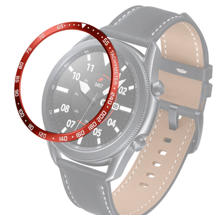 For Samsung Galaxy Watch 3 45mm Smart Watch Steel Bezel Ring, E Version(Red Ring White Letter)-garmade.com