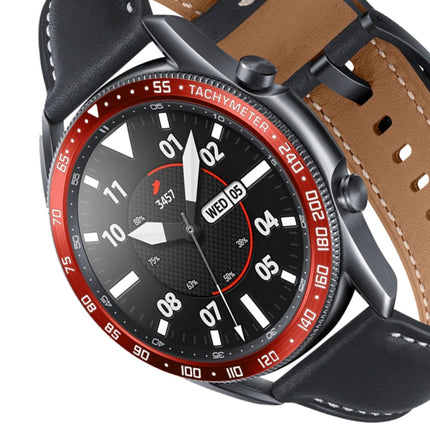 For Samsung Galaxy Watch 3 45mm Smart Watch Steel Bezel Ring, E Version(Red Ring White Letter)-garmade.com