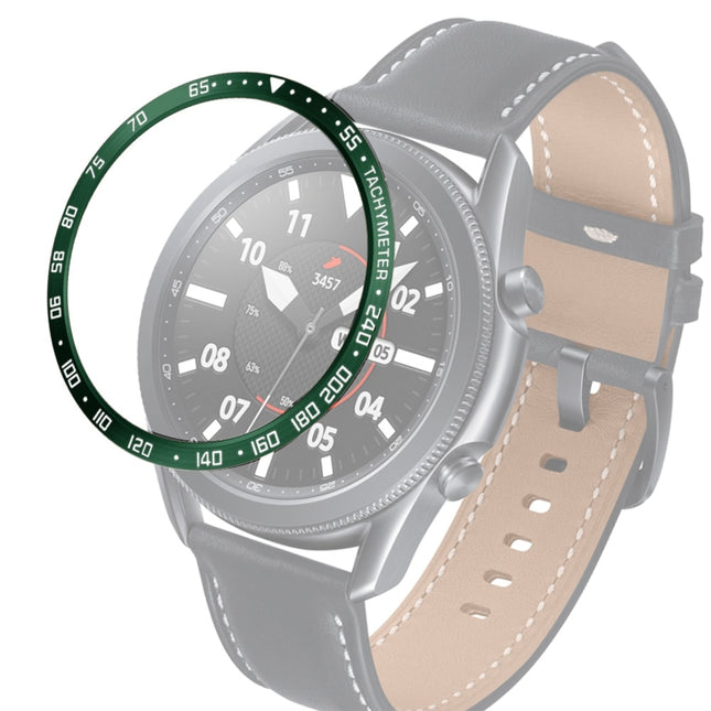 For Samsung Galaxy Watch 3 45mm Smart Watch Steel Bezel Ring, E Version(Army Green White Letter)-garmade.com