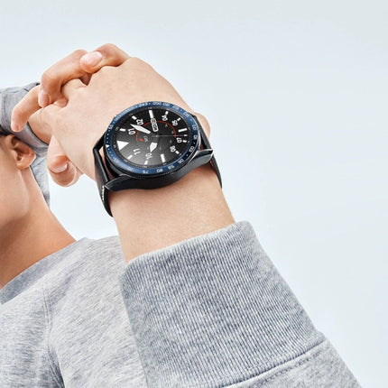 For Samsung Galaxy Watch 3 45mm Smart Watch Steel Bezel Ring, E Version(Blue Ring White Letter)-garmade.com