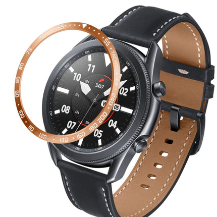 For Samsung Galaxy Watch 3 45mm Smart Watch Steel Bezel Ring, E Version(Rose Gold Ring White Letter)-garmade.com