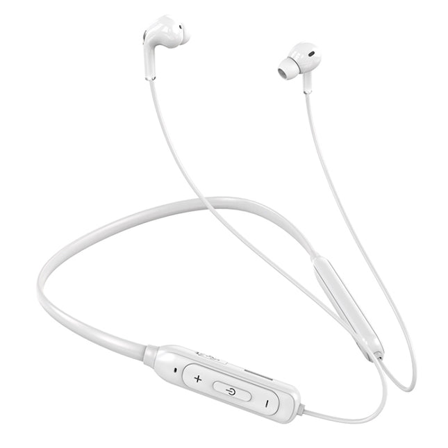 M60 8D Surround Sound Wireless Neck-mounted 5.1 Bluetooth Earphone Support TF Card MP3 Mode(White)-garmade.com