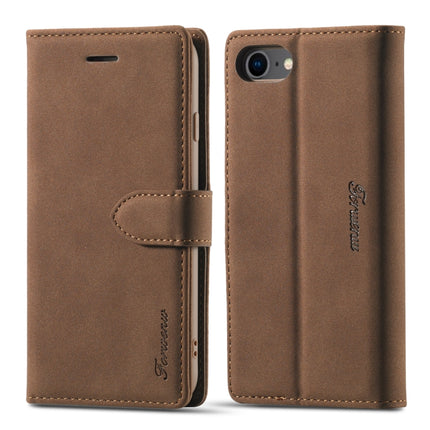 For iPhone SE (2020) Forwenw F1 Series Matte Strong Magnetism Horizontal Flip Leather Case with Holder & Card Slots & Wallet & Photo Frame(Brown)-garmade.com