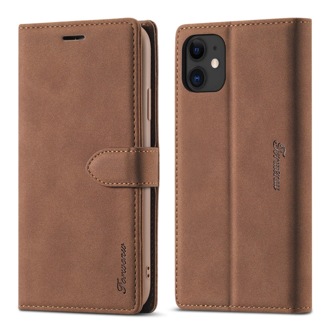 For iPhone 11 Forwenw F1 Series Matte Strong Magnetism Horizontal Flip Leather Case with Holder & Card Slots & Wallet & Photo Frame(Brown)-garmade.com