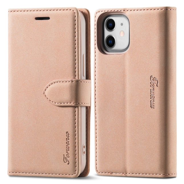 Forwenw F1 Series Matte Strong Magnetism Horizontal Flip Leather Case with Holder & Card Slots & Wallet & Photo Frame(Rose Gold)-garmade.com