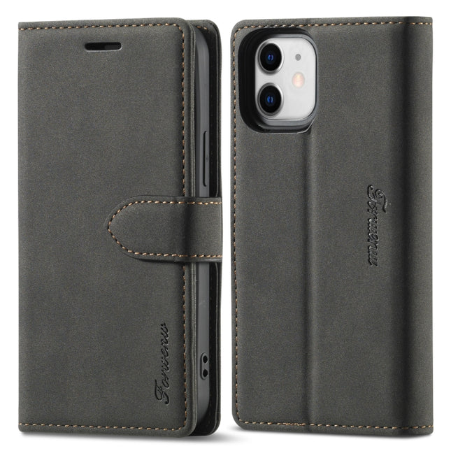 Forwenw F1 Series Matte Strong Magnetism Horizontal Flip Leather Case with Holder & Card Slots & Wallet & Photo Frame(Black)-garmade.com
