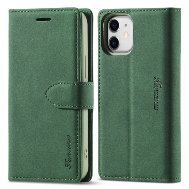 For iPhone 12 Mini Forwenw F1 Series Matte Strong Magnetism Horizontal Flip Leather Case with Holder & Card Slots & Wallet & Photo Frame(Green)-garmade.com
