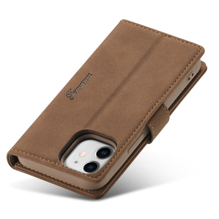 For iPhone 12 Mini Forwenw F1 Series Matte Strong Magnetism Horizontal Flip Leather Case with Holder & Card Slots & Wallet & Photo Frame(Brown)-garmade.com