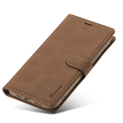 For iPhone 12 Pro Max Forwenw F1 Series Matte Strong Magnetism Horizontal Flip Leather Case with Holder & Card Slots & Wallet & Photo Frame(Brown)-garmade.com