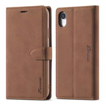 For iPhone XR Forwenw F1 Series Matte Strong Magnetism Horizontal Flip Leather Case with Holder & Card Slots & Wallet & Photo Frame(Brown)-garmade.com