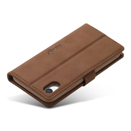 For iPhone XR Forwenw F1 Series Matte Strong Magnetism Horizontal Flip Leather Case with Holder & Card Slots & Wallet & Photo Frame(Brown)-garmade.com