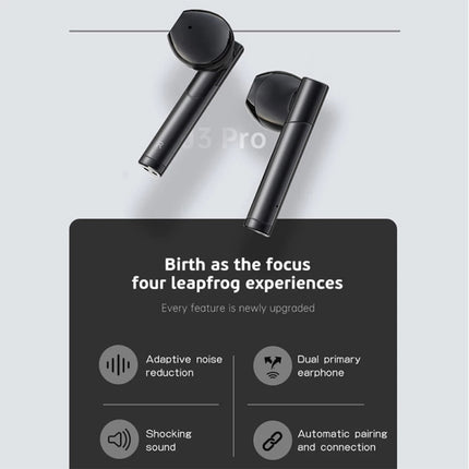 Fineblue J3 Pro TWS 5.0 Wireless Two Ear Bluetooth Headset with 650mAh Charging Cabin & Support Language Wakeup (Black)-garmade.com