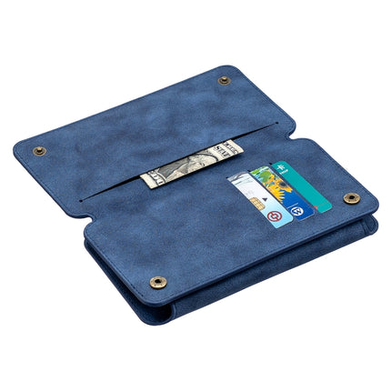 Detachable Frosted Magnetic Horizontal Flip Leather Case with Card Slots & Holder & Zipper Wallet & Photo Frame For iPhone XR(Blue)-garmade.com