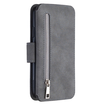 Detachable Frosted Magnetic Horizontal Flip Leather Case with Card Slots & Holder & Zipper Wallet & Photo Frame For iPhone XR(Grey)-garmade.com