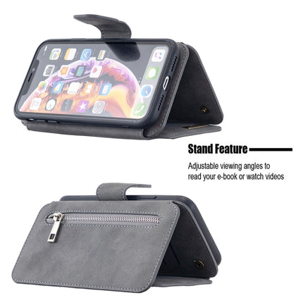 Detachable Frosted Magnetic Horizontal Flip Leather Case with Card Slots & Holder & Zipper Wallet & Photo Frame For iPhone XR(Grey)-garmade.com
