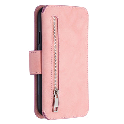 Detachable Frosted Magnetic Horizontal Flip Leather Case with Card Slots & Holder & Zipper Wallet & Photo Frame For iPhone XR(Pink)-garmade.com