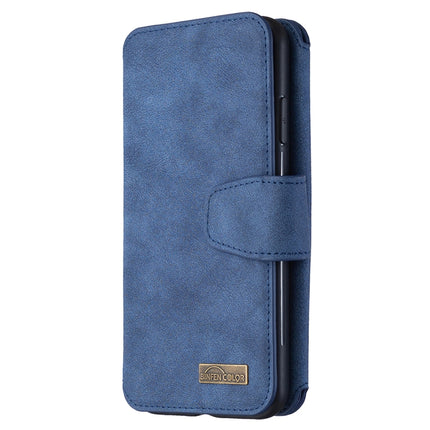 Detachable Frosted Magnetic Horizontal Flip Leather Case with Card Slots & Holder & Zipper Wallet & Photo Frame For iPhone XS Max(Blue)-garmade.com