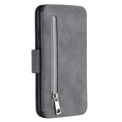 Detachable Frosted Magnetic Horizontal Flip Leather Case with Card Slots & Holder & Zipper Wallet & Photo Frame For iPhone XS Max(Grey)-garmade.com