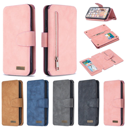 Detachable Frosted Magnetic Horizontal Flip Leather Case with Card Slots & Holder & Zipper Wallet & Photo Frame For iPhone XS Max(Pink)-garmade.com