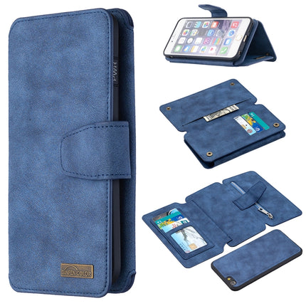 Detachable Frosted Magnetic Horizontal Flip Leather Case with Card Slots & Holder & Zipper Wallet & Photo Frame For iPhone 6 Plus(Blue)-garmade.com
