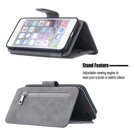 Detachable Frosted Magnetic Horizontal Flip Leather Case with Card Slots & Holder & Zipper Wallet & Photo Frame For iPhone 6 Plus(Grey)-garmade.com