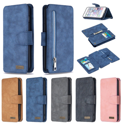 Detachable Frosted Magnetic Horizontal Flip Leather Case with Card Slots & Holder & Zipper Wallet & Photo Frame For iPhone 6 Plus(Black Blue)-garmade.com