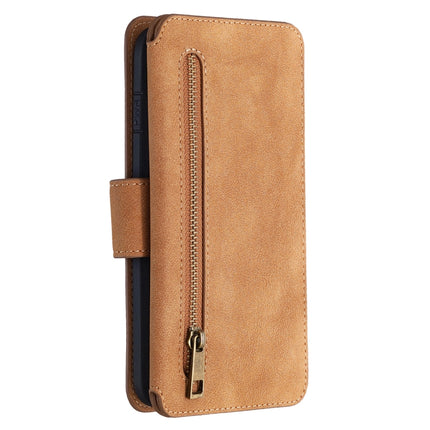 Detachable Frosted Magnetic Horizontal Flip Leather Case with Card Slots & Holder & Zipper Wallet & Photo Frame For iPhone 6 Plus(Brown)-garmade.com