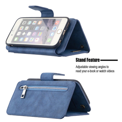 Detachable Frosted Magnetic Horizontal Flip Leather Case with Card Slots & Holder & Zipper Wallet & Photo Frame For iPhone 6(Blue)-garmade.com