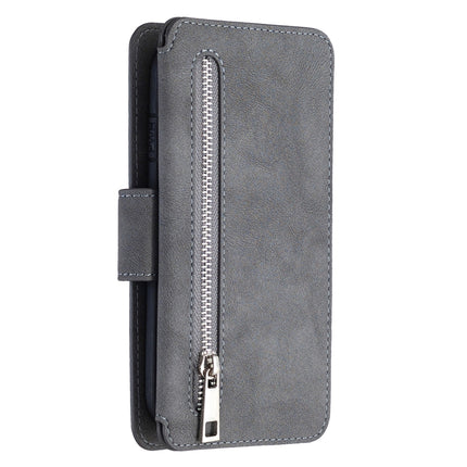 Detachable Frosted Magnetic Horizontal Flip Leather Case with Card Slots & Holder & Zipper Wallet & Photo Frame For iPhone 6(Grey)-garmade.com