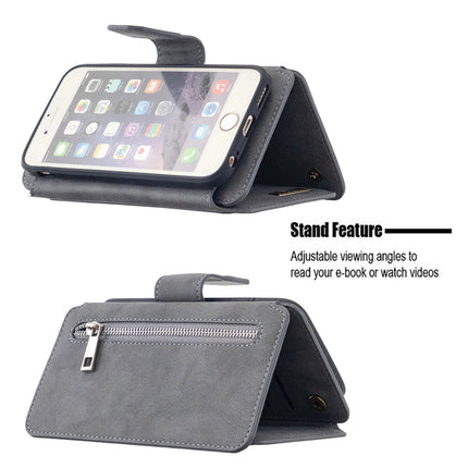 Detachable Frosted Magnetic Horizontal Flip Leather Case with Card Slots & Holder & Zipper Wallet & Photo Frame For iPhone 6(Grey)-garmade.com