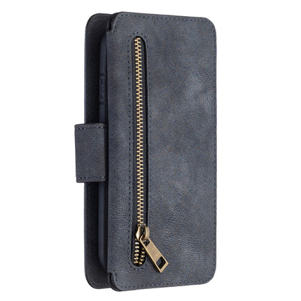 Detachable Frosted Magnetic Horizontal Flip Leather Case with Card Slots & Holder & Zipper Wallet & Photo Frame For iPhone 6(Black Blue)-garmade.com