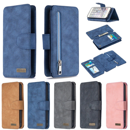 Detachable Frosted Magnetic Horizontal Flip Leather Case with Card Slots & Holder & Zipper Wallet & Photo Frame For iPhone 6(Black Blue)-garmade.com