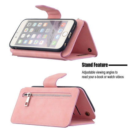 Detachable Frosted Magnetic Horizontal Flip Leather Case with Card Slots & Holder & Zipper Wallet & Photo Frame For iPhone 6(Pink)-garmade.com