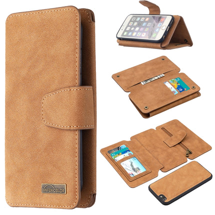 Detachable Frosted Magnetic Horizontal Flip Leather Case with Card Slots & Holder & Zipper Wallet & Photo Frame For iPhone 6(Brown)-garmade.com