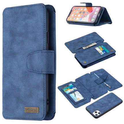 Detachable Frosted Magnetic Horizontal Flip Leather Case with Card Slots & Holder & Zipper Wallet & Photo Frame For iPhone 11 Pro Max(Blue)-garmade.com