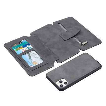 Detachable Frosted Magnetic Horizontal Flip Leather Case with Card Slots & Holder & Zipper Wallet & Photo Frame For iPhone 11 Pro Max(Grey)-garmade.com
