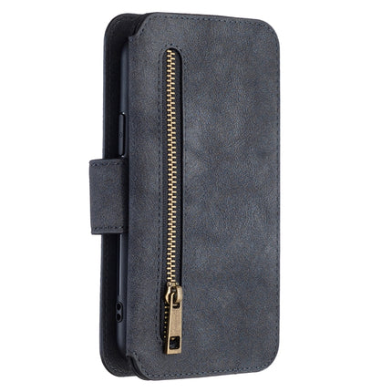 Detachable Frosted Magnetic Horizontal Flip Leather Case with Card Slots & Holder & Zipper Wallet & Photo Frame For iPhone 11 Pro(Black Blue)-garmade.com