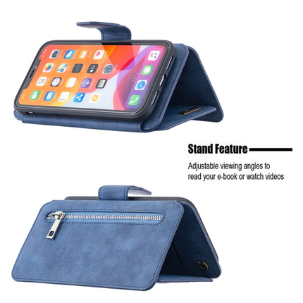 Detachable Frosted Magnetic Horizontal Flip Leather Case with Card Slots & Holder & Zipper Wallet & Photo Frame For iPhone 11(Blue)-garmade.com