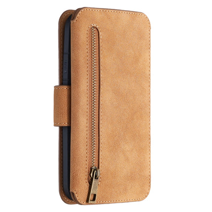 Detachable Frosted Magnetic Horizontal Flip Leather Case with Card Slots & Holder & Zipper Wallet & Photo Frame For iPhone 11(Brown)-garmade.com