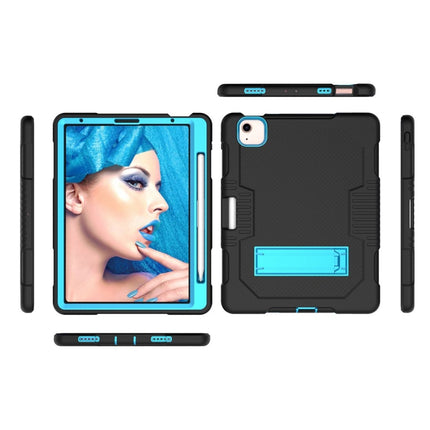 Contrast Color Robot Shockproof Silicon + PC Protective Case with Holder & Pen Slot For iPad Air 2022 / 2020 10.9(Black+Blue)(Black+Blue)-garmade.com