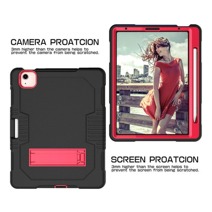Contrast Color Robot Shockproof Silicon + PC Protective Case with Holder & Pen Slot For iPad Air 2022 / 2020 10.9(Black+Red)(Black+Red)-garmade.com